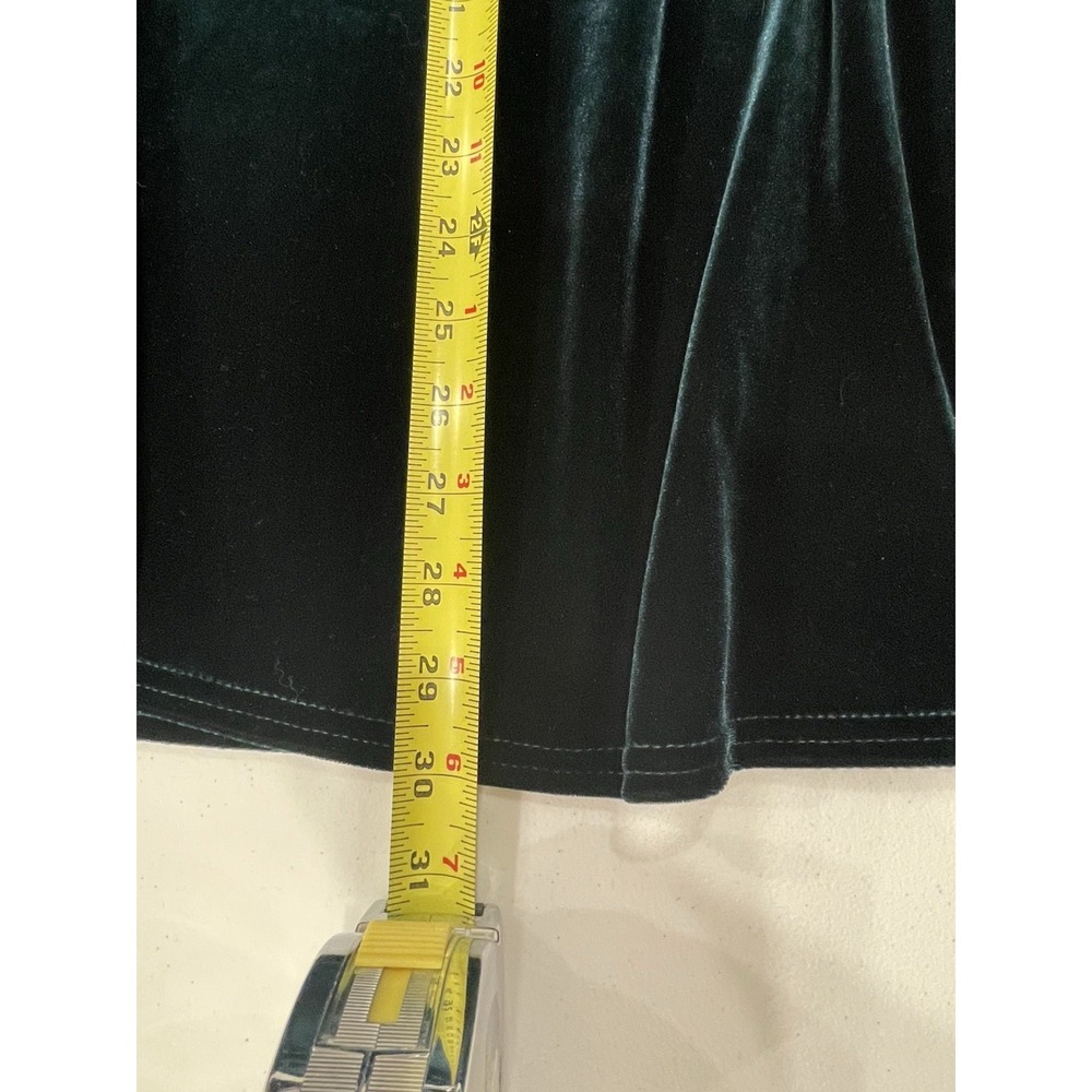 Vintage Studio Marisa Christina Skirt Petite Medium Green Soft Velvet USA grunge - Picture 7 of 7